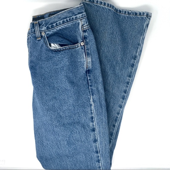 Express Low Rise Flare Medium Wash Jeans - Picture 1 of 7